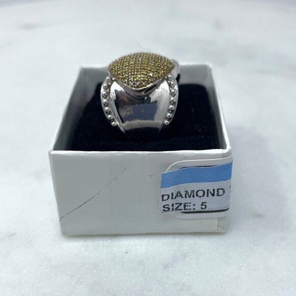 Diamond Treasures Sterling Silver Yellow Diamond 0.32 CTW Ring, Size 5 - Picture 10 of 10